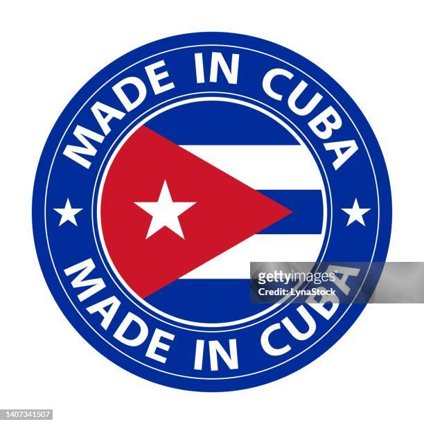 made in cuba badge vector. sticker with stars and national flag. sign isolated on white background. - cuban flag stock illustrations