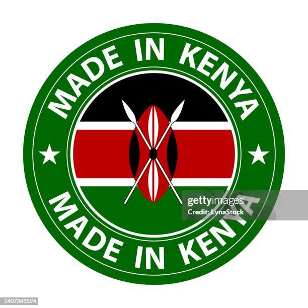 made in kenya badge vector. sticker with stars and national flag. sign isolated on white background. - kenya flag stock illustrations