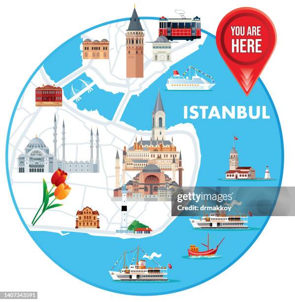 istanbul, you are here - blue mosque stock illustrations