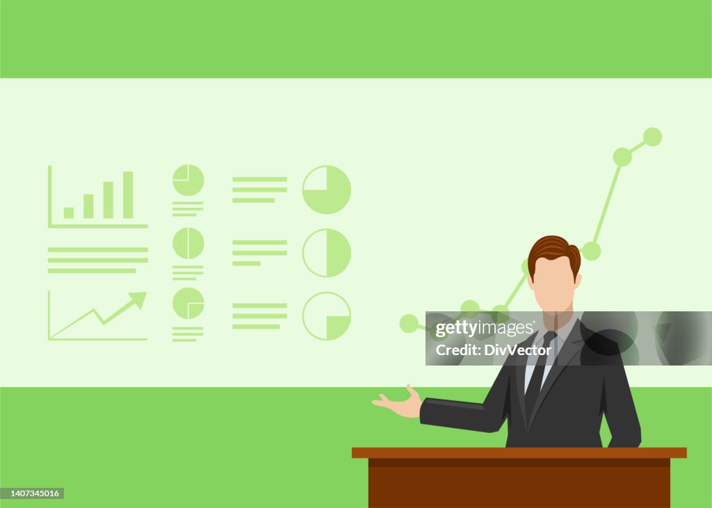 Man Using Making Powerpoint Business Man Making A Presentation High-Res Vector Graphic - Getty Images