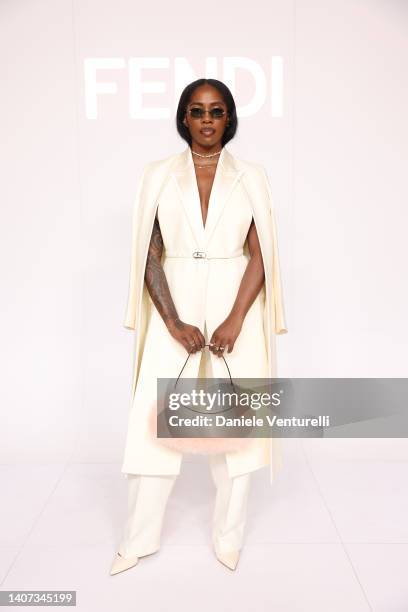 Tiwa Savage attends the Fendi Couture fashion shows on July 07, 2022 in Paris, France.