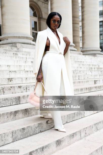 Tiwa Savage attends the Fendi Couture fashion show on July 07, 2022 in Paris, France.