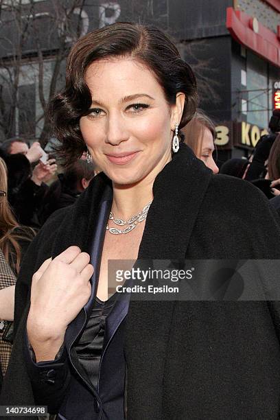 Actress Lynn Collins attends the Walt Disney 'John Carter' premiere at Oktyabr cinema hall on March 5, 2012 in Moscow, Russia.