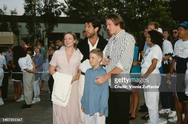 Pierce Brosnan with adopted daughter Charlotte Brosnan , son Christopher Brosnan and younger son Sean Brosnan at "An Evening at the Net" Benefit for...