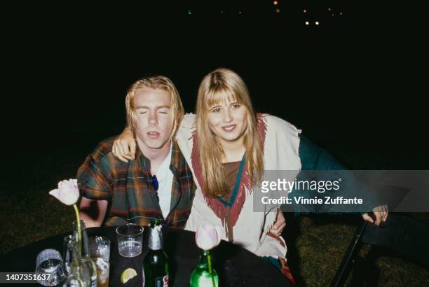Elijah Allman with sibling Chastity Bono embrace at Richie Sambora's "Stranger in This Town" Album Release Party at Griffith Park in Los Angeles,...