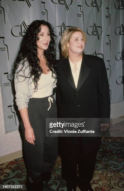 Cher and Chastity Bono attend the 19th Annual Glaad Media Awards at Century Plaza Hotel in Los Angeles, California, United States, 19th April 1998.