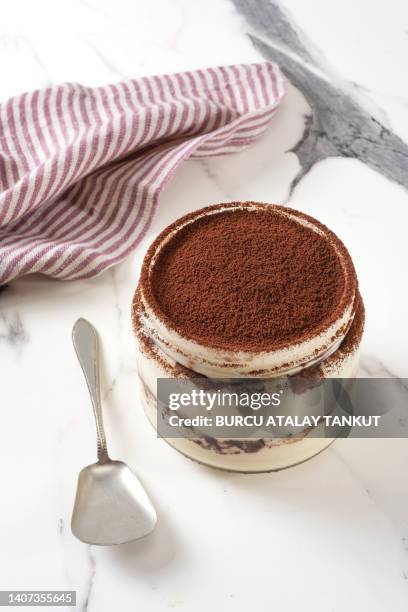 tiramisu in a jar - tiramisu stock pictures, royalty-free photos & images