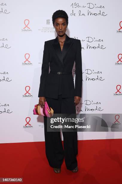 Malika Louback attends the "Diner De La Mode" to benefit Sidaction at Pavillon Cambon Capucines on July 07, 2022 in Paris, France.