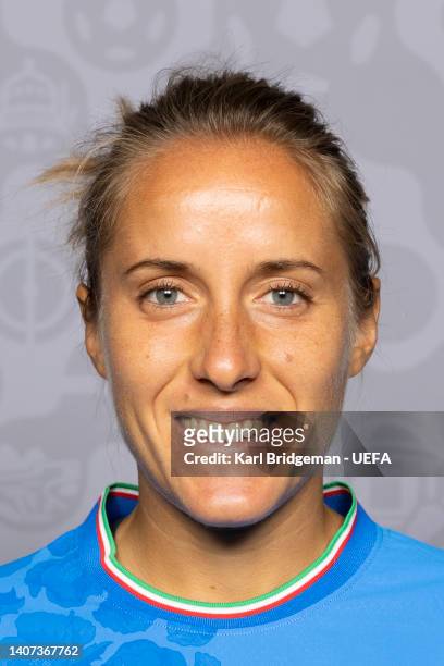 Valentina Cernoia of Italy poses for a portrait during the official UEFA Women's EURO 2022 portrait session on July 06, 2022 in Blackburn, England.