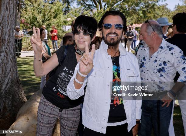 Diane Warren and Ringo Starr attend Ringo's Peace & Love Birthday Celebration at Beverly Hills Garden Park on July 07, 2022 in Beverly Hills,...