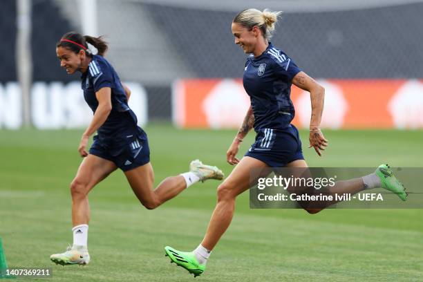 Mario Leon of Spain trains during the UEFA Women's Euro 2022 Spain Training Session at Stadium mk on July 07, 2022 in Milton Keynes, England.