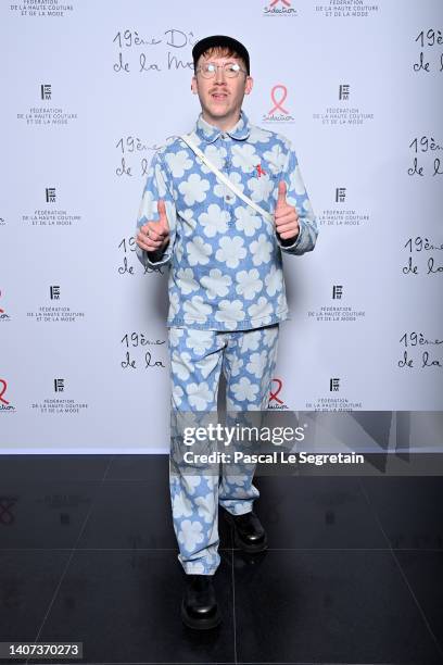 Eddy de Pretto attends the "Diner De La Mode" to benefit Sidaction at Pavillon Cambon Capucines on July 07, 2022 in Paris, France.