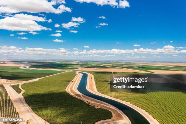 california aqueduct in the central valley - san joaquin valley stock pictures, royalty-free photos & images