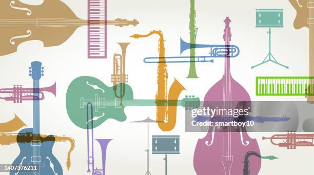 musical instruments - jazz - double bass stock illustrations