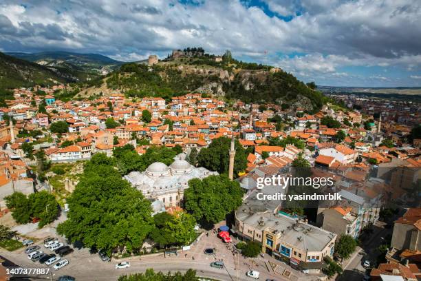 the photo taken with a drone of the kütahya ulu mosque. - eskisehir stock pictures, royalty-free photos & images