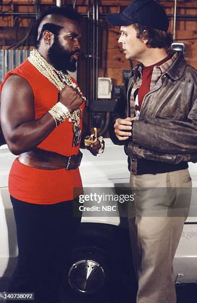 The Taxicab Wars" Episode 7 -- Pictured: Mr. T as B.A. Baracus, Dwight Schultz as 'Howling Mad' Murdock --
