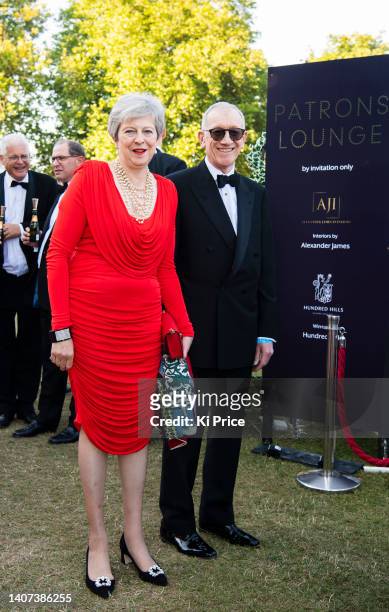 Former British Prime Minister Theresa May and Philip May attend the Henley Festival on July 07, 2022 in Henley-on-Thames, England.