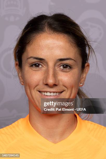 Danielle van de Donk of The Netherlands poses for a portrait during the official UEFA Women's EURO 2022 portrait session on July 06, 2022 in Worsley,...