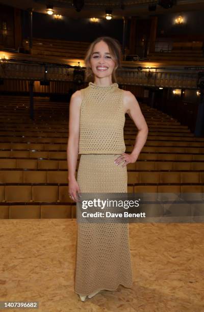 Emilia Clarke celebrates the opening of "The Seagull" at The Harold Pinter Theatre on July 07, 2022 in London, England.