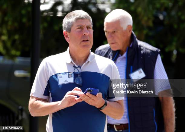 Jeff Shell, CEO of NBCUniversal, walks to lunch at the Allen & Company Sun Valley Conference on July 07, 2022 in Sun Valley, Idaho. The world's most...