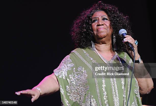 The Queen of Soul Aretha Franklin performs at The Fox Theatre on March 5, 2012 in Atlanta, Georgia.