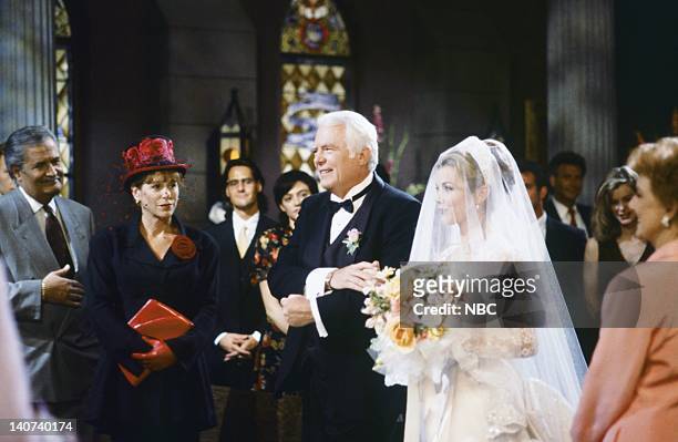 Carrie Brady and Austin Reed 1st Wedding Attempt" -- Pictured: John Aniston as Victor Kiriakis, Louise Sorel as Vivian Kiriakis, Frank Parker as...