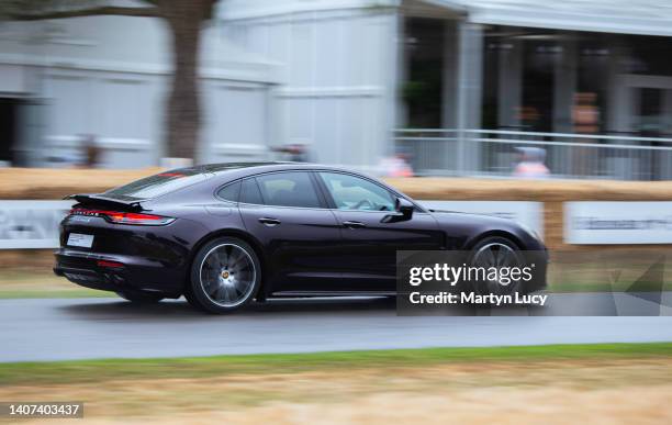The Porsche Panamera Turbo S seen at Goodwood Festival of Speed 2022 on June 23rd in Chichester, England. The annual automotive event is hosted by...