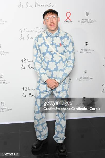 Eddy de Pretto attends the "Diner De La Mode" to benefit Sidaction at Pavillon Cambon Capucines on July 07, 2022 in Paris, France.