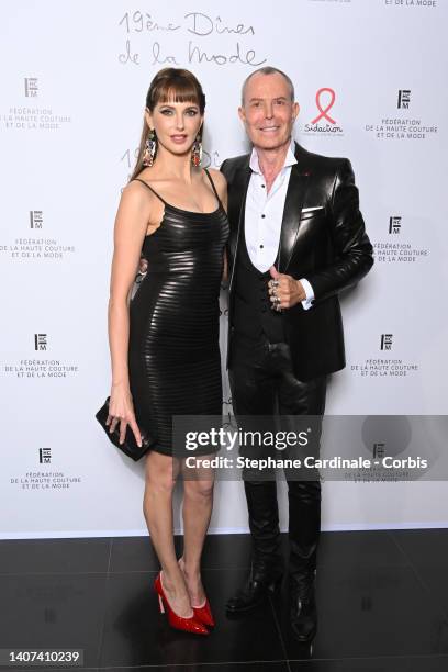 Frederique Bel and Jean Claude Jitrois attend the "Diner De La Mode" to benefit Sidaction at Pavillon Cambon Capucines on July 07, 2022 in Paris,...