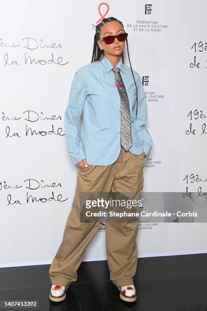 Eva Queen attends the "Diner De La Mode" to benefit Sidaction at Pavillon Cambon Capucines on July 07, 2022 in Paris, France.