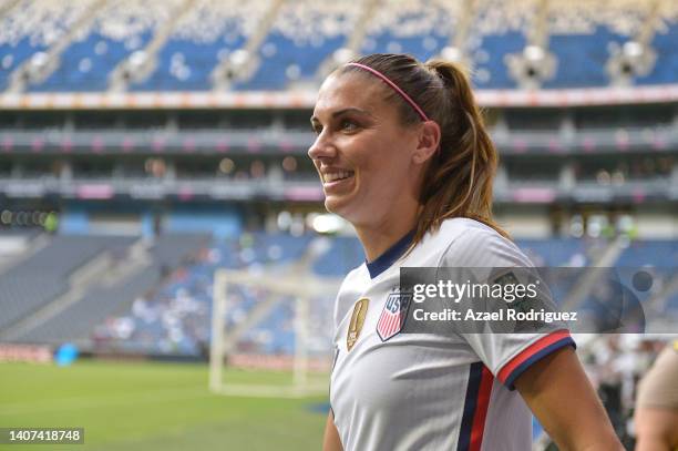 Alex Morgan of USA is seen in the field at the end of the match between Jamaica and United States as part of the 2022 Concacaf W Championship at BBVA...
