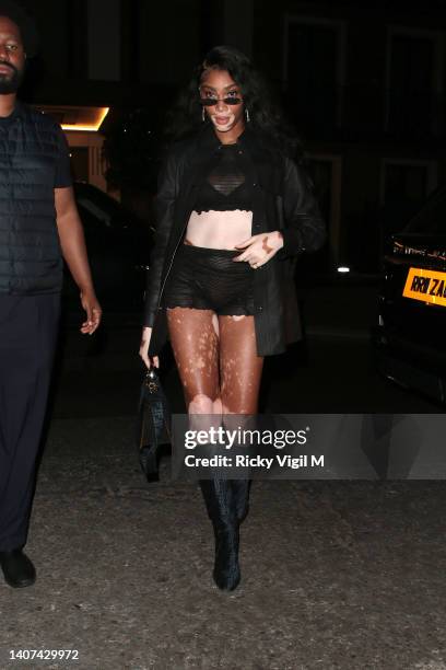 Winnie Harlow seen celebrating Naomi Campbell's honorary doctorate presented to her during the graduation ceremony of UCA Epsom students with a party...