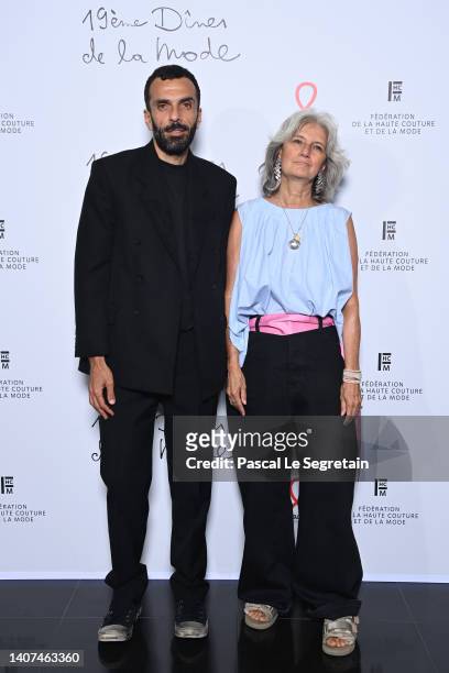 Cedric Charbit and Sophie Fontane attends "Diner De La Mode" to benefit Sidaction at Pavillon Cambon Capucines on July 07, 2022 in Paris, France.