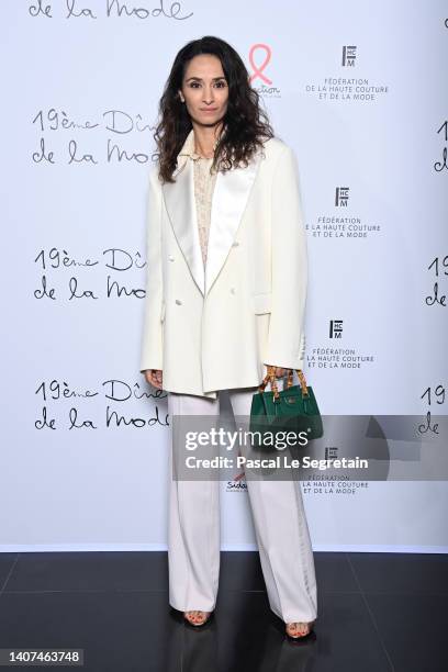 Rachida Brakni attends "Diner De La Mode" to benefit Sidaction at Pavillon Cambon Capucines on July 07, 2022 in Paris, France.