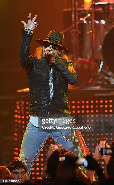 Axl Rose of Guns N' Roses perform at Fillmore Miami Beach on March 5, 2012 in Miami Beach, Florida.