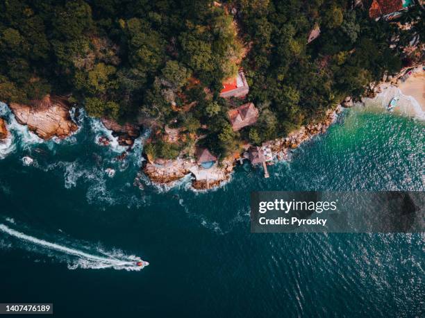 directly above colomitos beach, puerto vallarta - private beach stock pictures, royalty-free photos & images