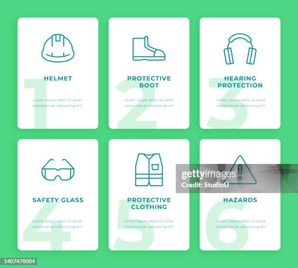 work safety infographic concept - factory inspector stock illustrations