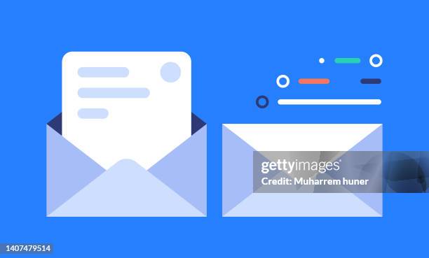 closed and open envelope. paper coming out of the envelope. - opening envelope stock illustrations