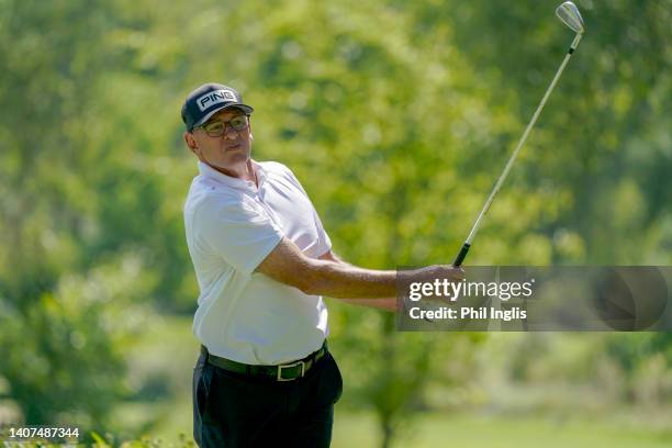 Peter Fowler of Australia in action during Day One of the Swiss Seniors Open at Golf Club Bad Ragaz on July 08, 2022 in Bad Ragaz, Switzerland.