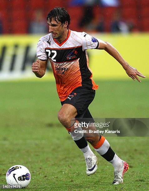 Thomas Broich of the Roar in action during the AFC Asian Champions League match between Brisbane Roar and FC Tokyo at Suncorp Stadium on March 6,...