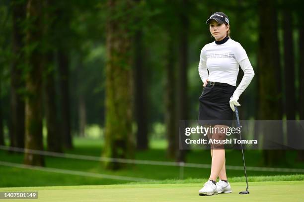 Akira Yamaji of Japan looks on during second round of Nipponham Ladies Classic at Katsura Golf Club on July 08, 2022 in Tomakomai, Hokkaido, Japan.