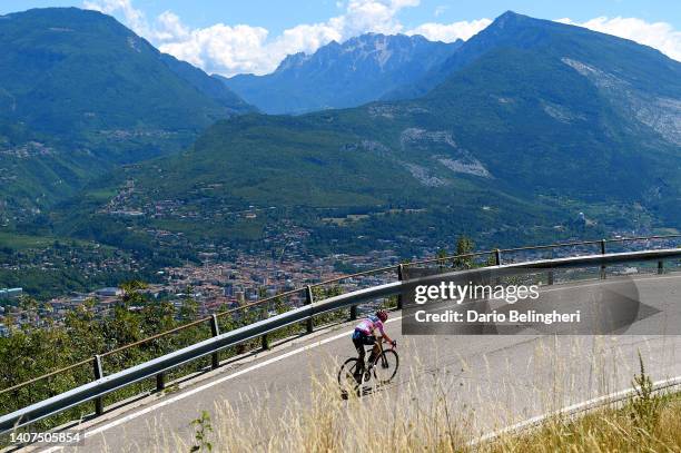 Annemiek Van Vleuten of Netherlands and Movistar Team - Pink Leader Jersey competes in the breakaway during the 33rd Giro d'Italia Donne 2022 - Stage...