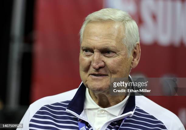 Clippers executive board member Jerry West attends a game between the Orlando Magic and the Houston Rockets during the 2022 NBA Summer League at the...