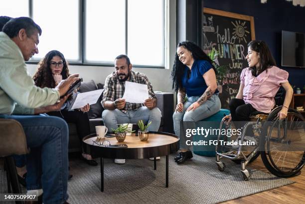 coworkers on a business meeting - age contrast stock pictures, royalty-free photos & images