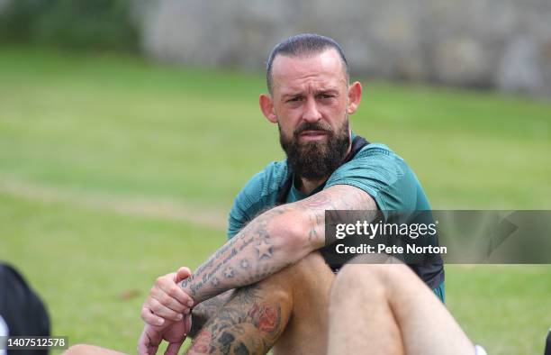 Steven Fletcher of Dundee United looks on during a Pre-Season Friendly match between Dundee United and Northampton Town at St Andrews University on...