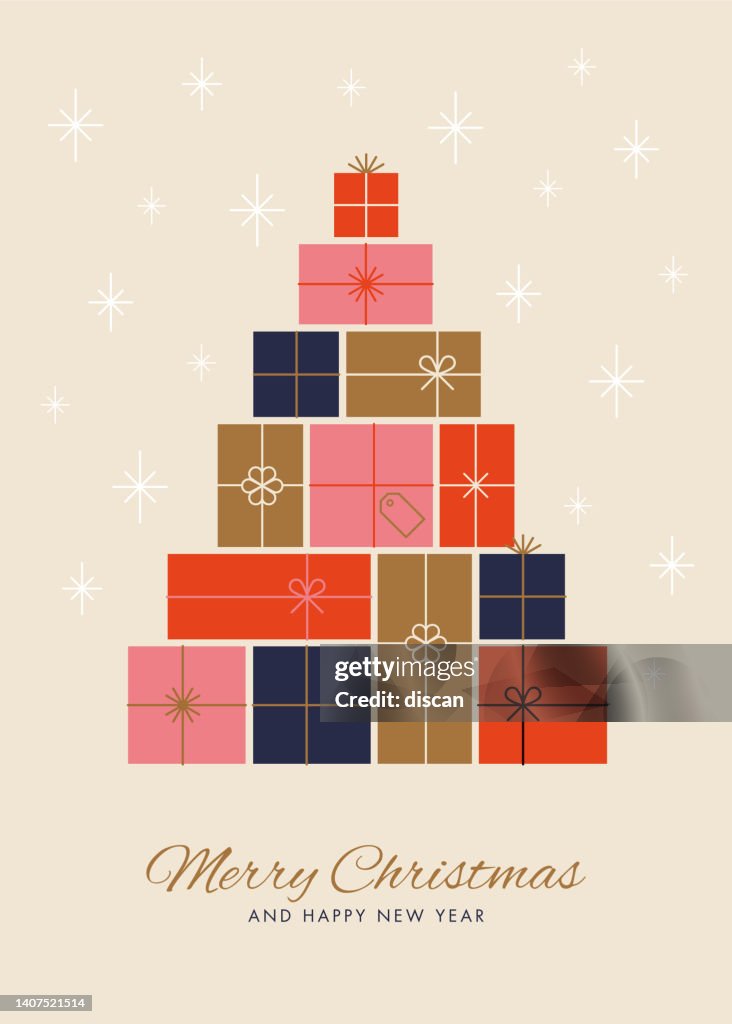 Christmas Tree made of Gift Boxes.