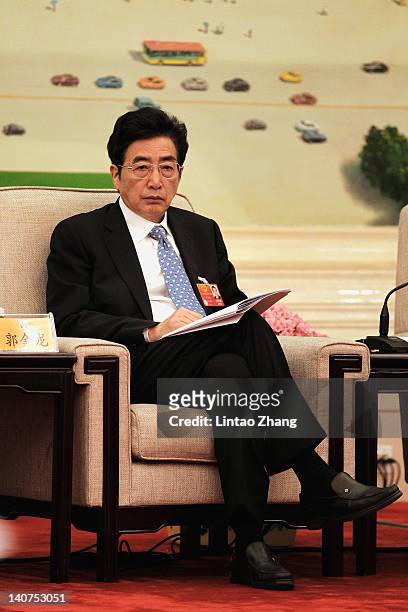 Beijing mayor Guo Jinlong attends a meeting in the Great Hall of the People on March 6, 2012 in Beijing, China. Known as 'liang hui,' or 'two...