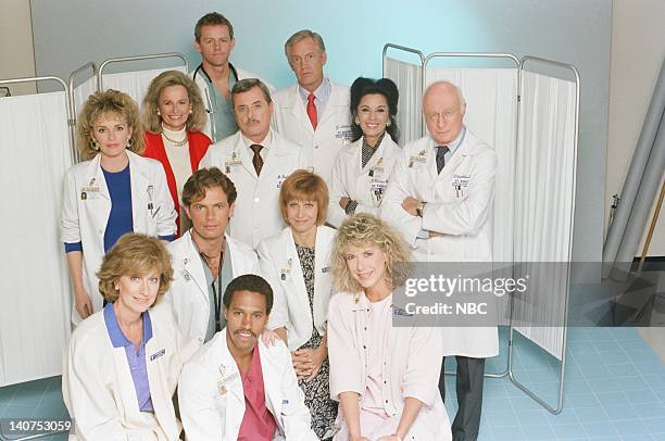 Season 6 -- Pictured: Christina Pickles as nurse Helen Rosenthal, Eric Laneuville as Luther Hawkins, Jennifer Savidge as Nurse Lucy Papandrao Bruce...