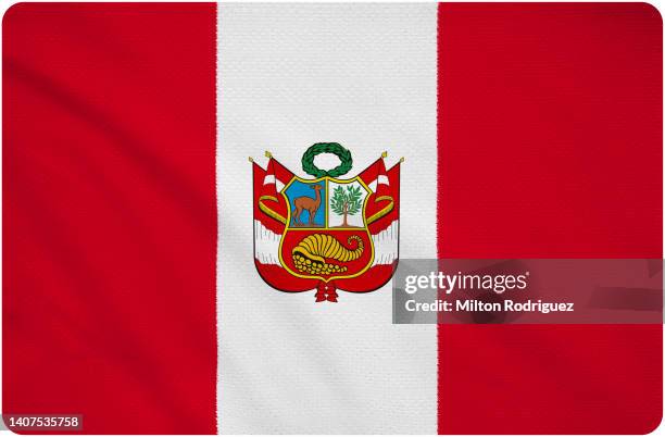 peru flag with shield - latin american flags stock pictures, royalty-free photos & images