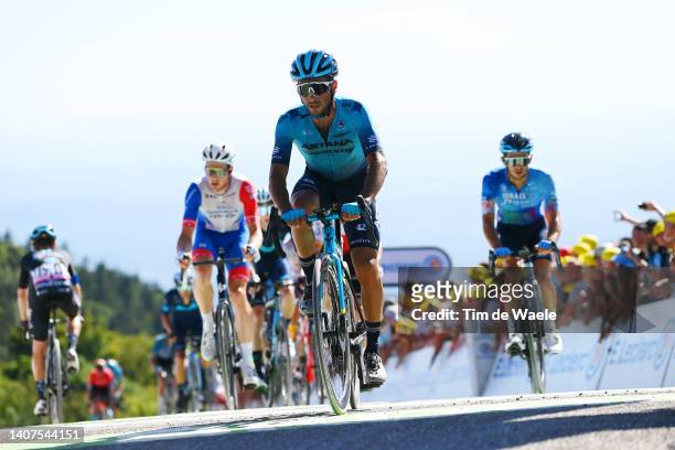 Gianni Moscon of Italy and Team Astana – Qazaqstan crosses the finish line during the 109th Tour de France 2022, Stage 7 a 176,3km stage from...